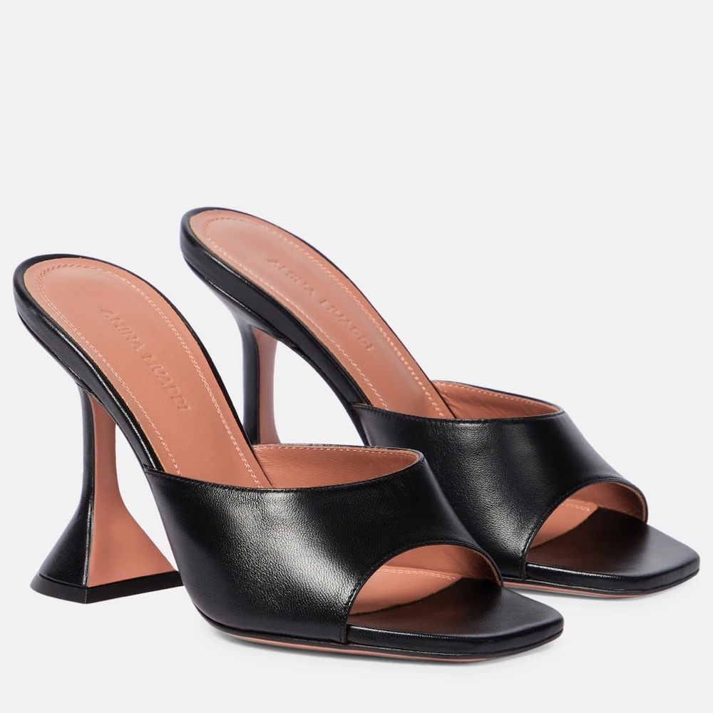 AMINA MUADDI Lupita leather mule color Black brand new size 38.5 with dust bags